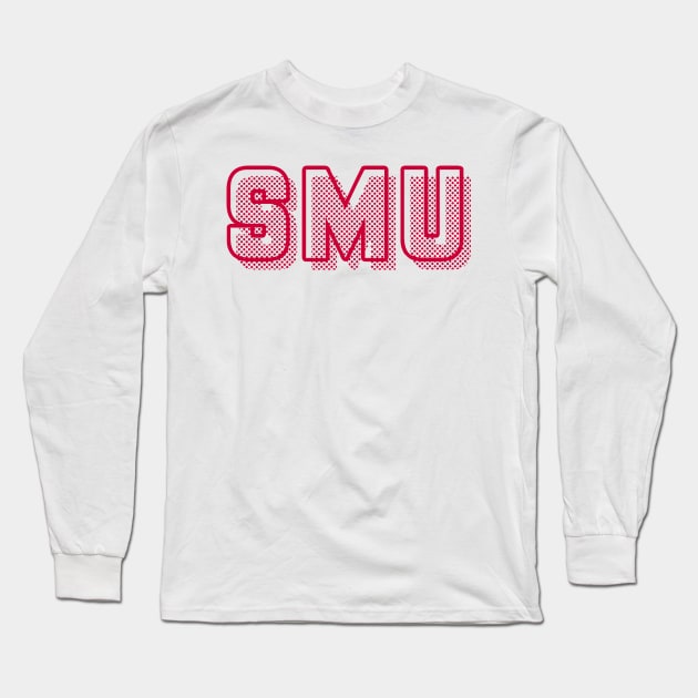 SMU Logo Dots Red Long Sleeve T-Shirt by one-broke-kid